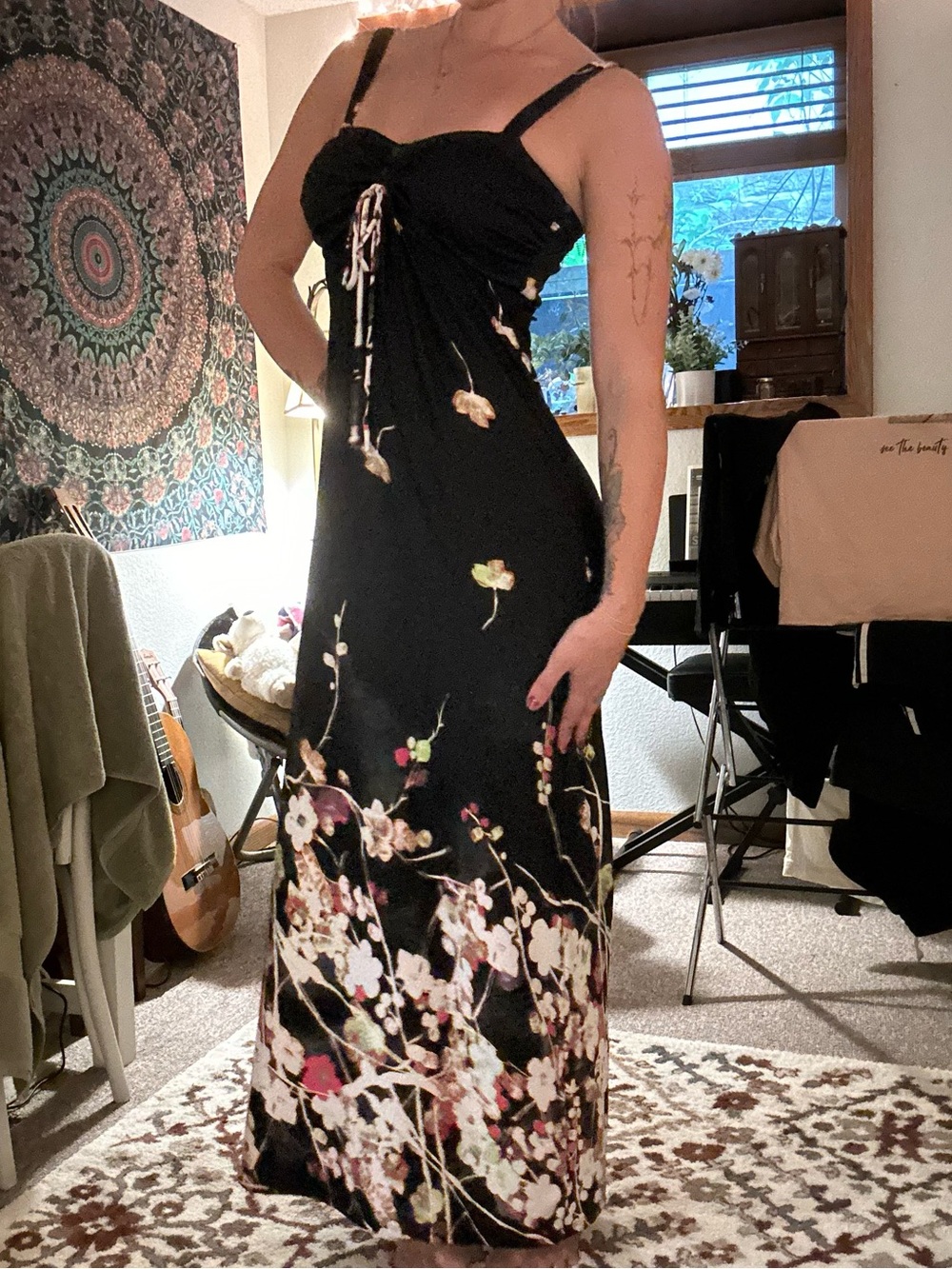 Jonathan Martin Black Floral Maxi Dress